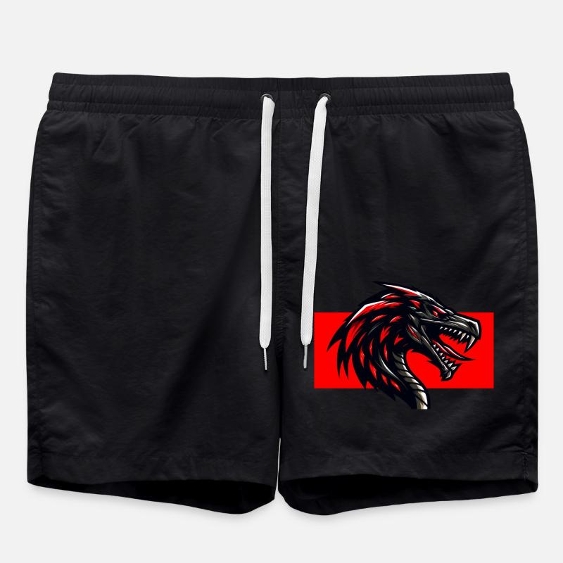 Roter Drache - Badeshorts - Schwarz