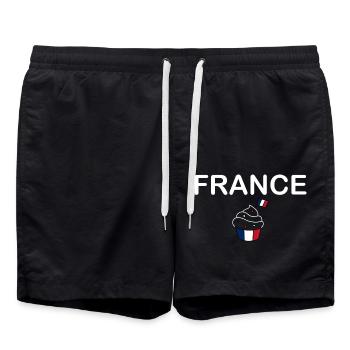 FRANCE flag and emblem of France. Endure - Swim Trunks - black - Front - AI Model Male 185 light (185cm)