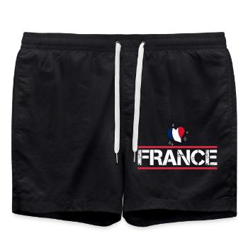 FRANCE flag and emblem of France. Endure - Swim Trunks - black - Front - AI Model Male 185 light (185cm)