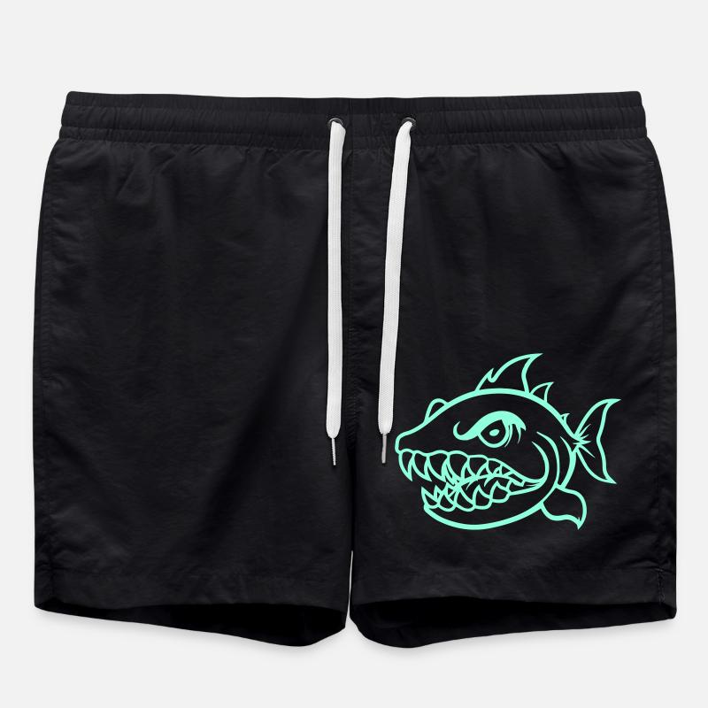 Piranha Comic - Swim Trunks - black