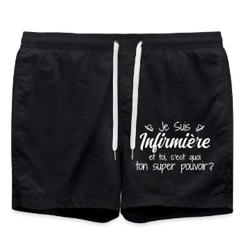 Ich bin Krankenschwester. Was ist deine Superkraft? - Badeshorts - Schwarz - Vorne - AI Model Male 185 light (185cm)
