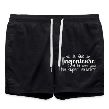 Ich bin Ingenieur. Was ist deine Superkraft? - Badeshorts - Schwarz - Vorne - AI Model Male 185 light (185cm)