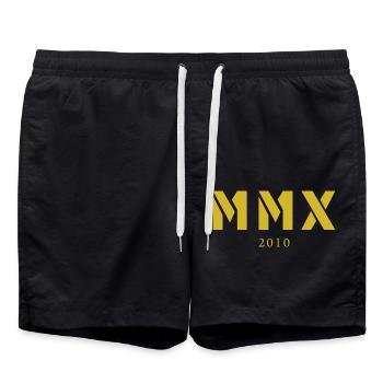 Roman numeral year of birth Made in 2010 - Swim Trunks - black - Front - AI Model Male 185 light (185cm)