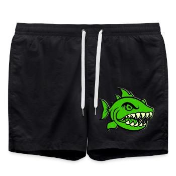 piranha comic fish - Badeshorts - Schwarz - Vorne - AI Model Male 185 light (185cm)
