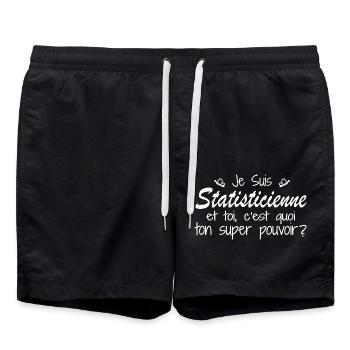 I am a statistician. What is your power? - Swim Trunks - black - Front - AI Model Male 185 light (185cm)