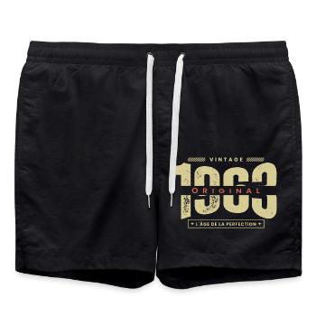 vintage 1963 / année 1963 / t-shirt 1963 - Short de bain - noir - Devant - AI Model Male 185 light (185cm)