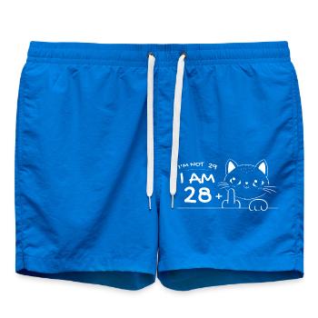 I'm Not 29, I Am 28 Plus 1 Middle Finger Cat Flip - Swim Trunks - cobalt blue - Front