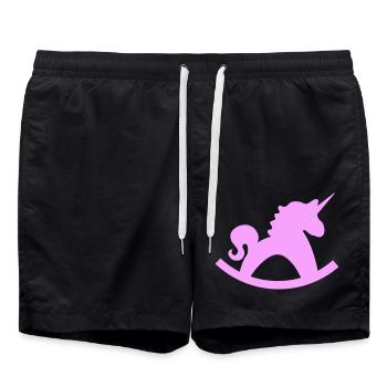 Unicorn Rocking Horse - Swim Trunks - black - Front - AI Model Male 185 light (185cm)