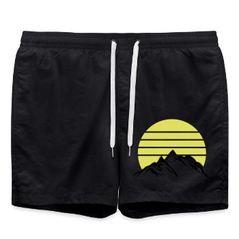 Mountains Mountains Mountains 1 - Swim Trunks - black - Front - AI Model Male 185 light (185cm)