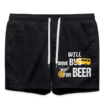 Will Drive Bus For Beer Funny Bus Driver Quote Say - Swim Trunks - black - Front - AI Model Male 185 light (185cm)