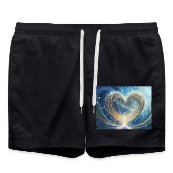 Heart of water and light - Swim Trunks - black - Front - AI Model Male 185 light (185cm)