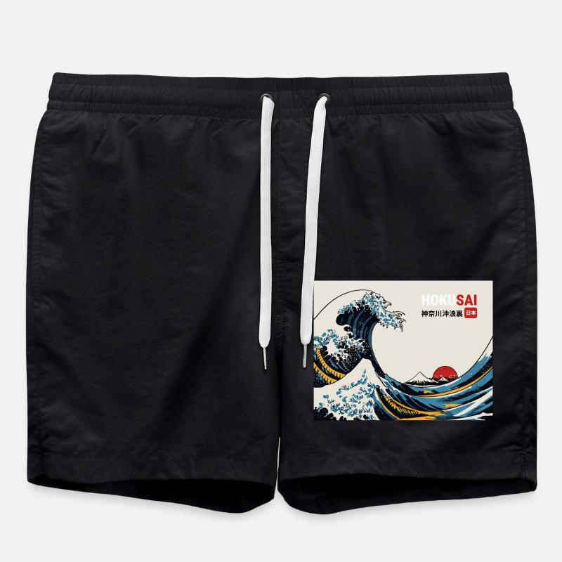 Vague japonaise - Short de bain - noir