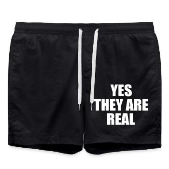 yes they are real - Short de bain - noir - Devant - AI Model Male 185 light (185cm)
