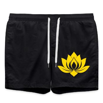 Lotus jaune - Short de bain - noir - Devant - AI Model Male 185 light (185cm)