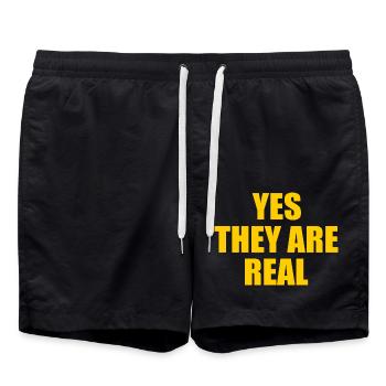 yes they are real - Short de bain - noir - Devant - AI Model Male 185 light (185cm)