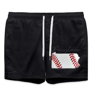 Baseball dans l’État de Pennsylvanie Carte PA - Short de bain - noir - Devant - AI Model Male 185 light (185cm)