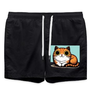 Cute cat with big eyes - Swim Trunks - black - Front - AI Model Male 185 light (185cm)