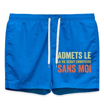t-shirt citation humour vie ennuyeuse sans moi - Short de bain - cobalt blue - Devant