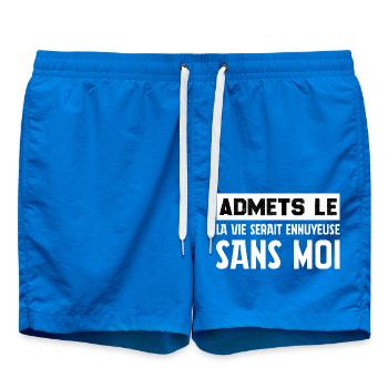 t-shirt citation humour vie ennuyeuse sans moi - Short de bain - cobalt blue - Devant