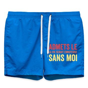 t-shirt citation humour vie ennuyeuse sans moi - Short de bain - cobalt blue - Devant