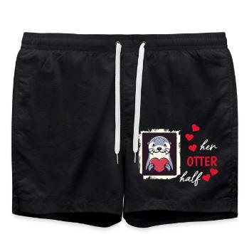 Loutre demi-amour cadeau - Short de bain - noir - Devant - AI Model Male 185 light (185cm)