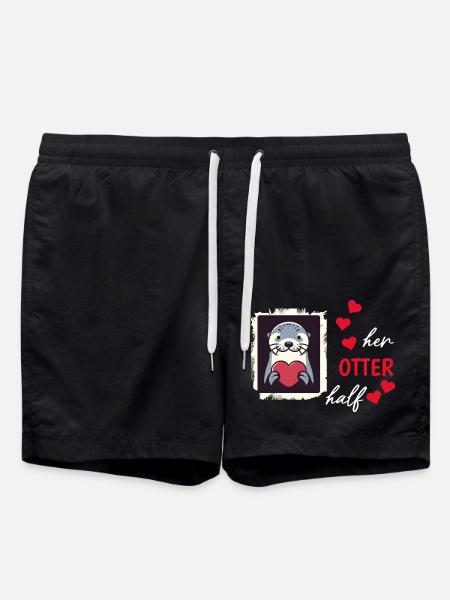 Otter half liebe geschenk - Badeshorts - Schwarz