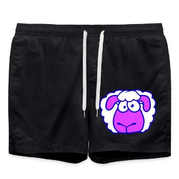 Dummes Schaf Gesicht Kopf Lustig Ängstlich Cool - Badeshorts - Schwarz - Vorne - AI Model Male 185 light (185cm)