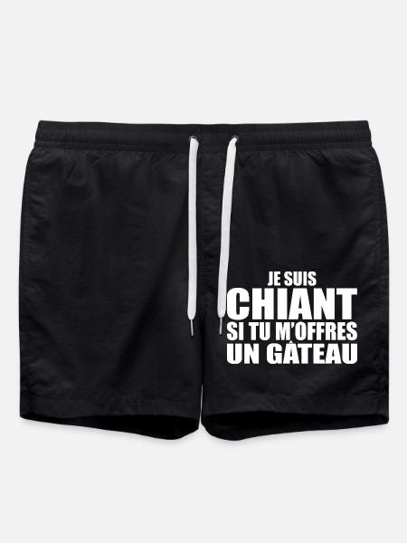 Man Who Adores: Cake. Funny Design Humor - Swim Trunks - black