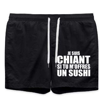 Mann, der es liebt: Sushi. Lustiger Design-Humor - Badeshorts - Schwarz - Vorne - AI Model Male 185 light (185cm)