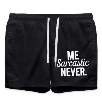 Me Sarcastic Never 9 - Badeshorts - Schwarz - Vorne - AI Model Male 185 light (185cm)