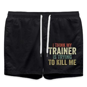 I think my trainer is trying to kill me - Short de bain - noir - Devant - AI Model Male 185 light (185cm)
