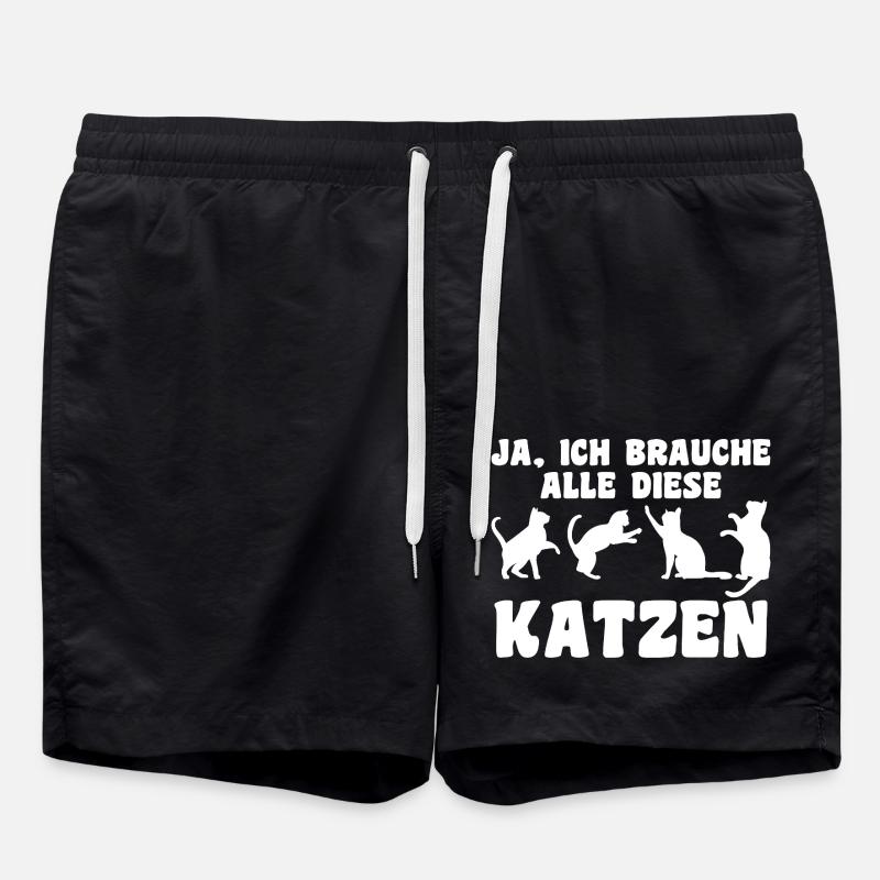 Cat Animal Cats Gift - Swim Trunks - black