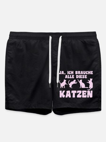 Cat Animal Cats Gift - Swim Trunks - black