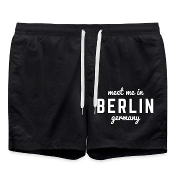 Berlin Germany Fan Flag Design T Shirt - Swim Trunks - black - Front - AI Model Male 185 light (185cm)
