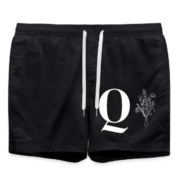 Lette q fleurs minimalistes - Short de bain - noir - Devant - AI Model Male 185 light (185cm)
