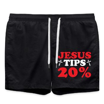 Jesus Tips 20% 5 - Badeshorts - Schwarz - Vorne - AI Model Male 185 light (185cm)