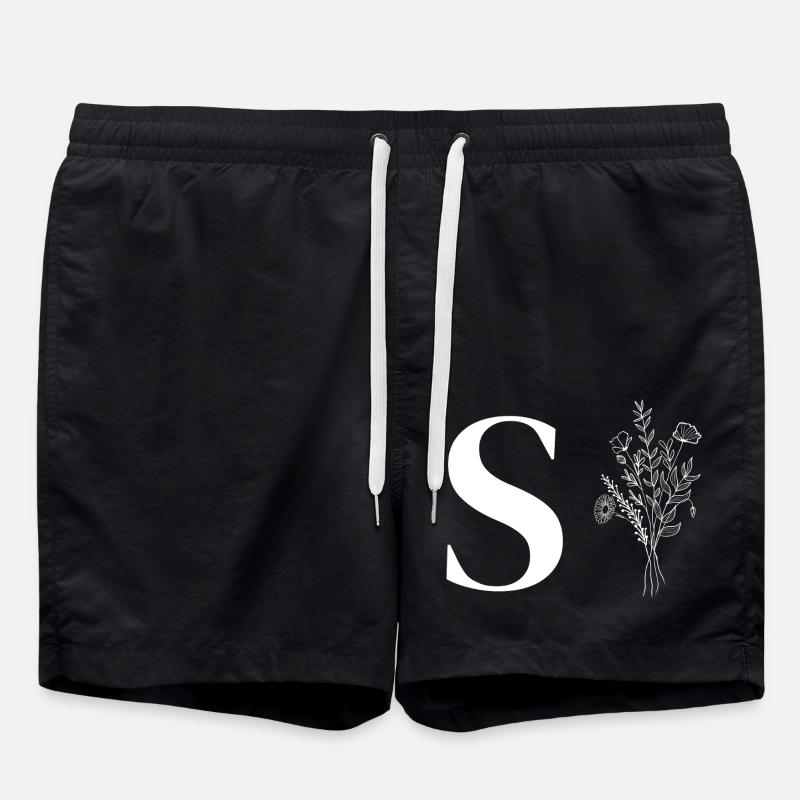 Minimalist flowers - Swim Trunks - black
