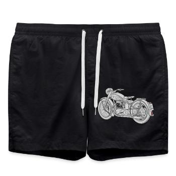 Motorcycle Sketch - Swim Trunks - black - Front - AI Model Male 185 light (185cm)