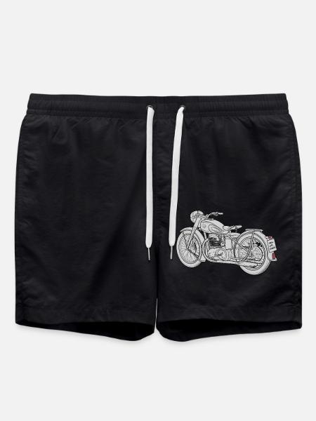 Motorcycle Sketch - Swim Trunks - black