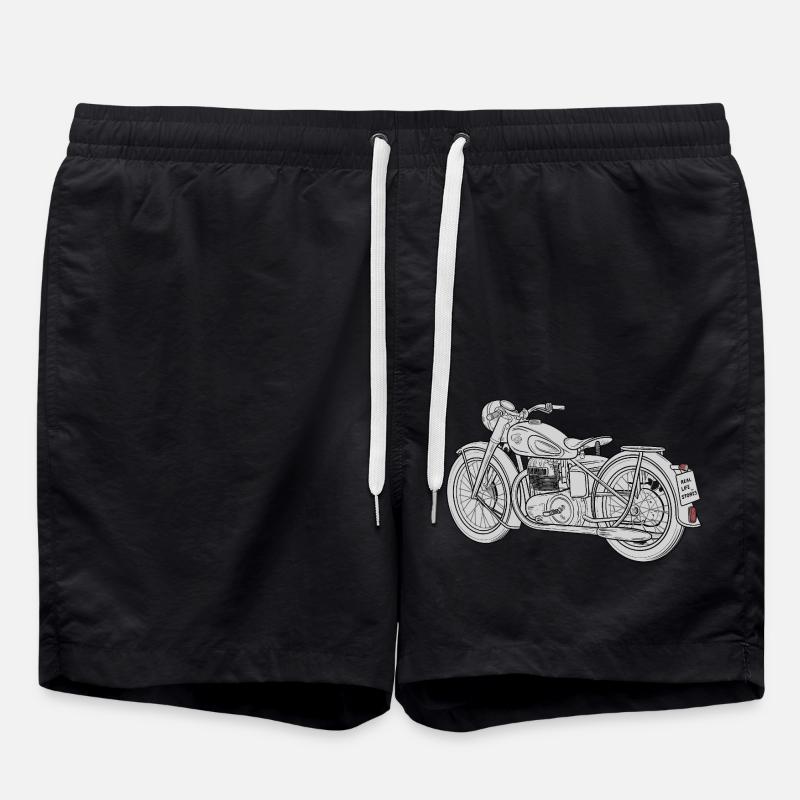 Motorcycle Sketch - Swim Trunks - black