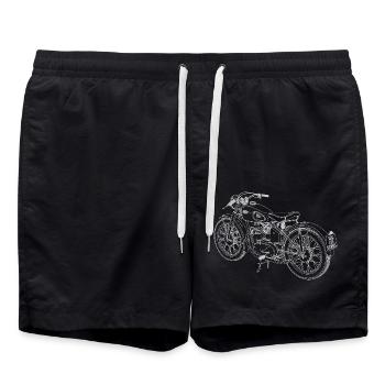 Motorcycle Sketch - Swim Trunks - black - Front - AI Model Male 185 light (185cm)