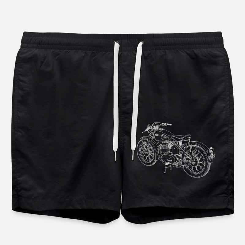 Motorcycle Sketch - Swim Trunks - black