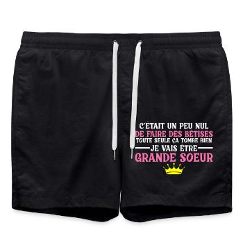 Enfant Future Grande Soeur Drôle Annonce Licorne - Short de bain - noir - Devant - AI Model Male 185 light (185cm)