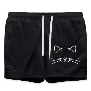 Chat Cat lady amoureux des chats - Short de bain - noir - Devant - AI Model Male 185 light (185cm)