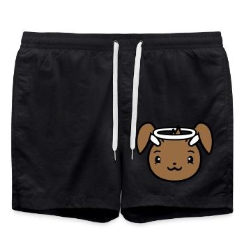 Hase Engel Heilig Himmel Gut Liebe Heiligenschein - Badeshorts - Schwarz - Vorne - AI Model Male 185 light (185cm)