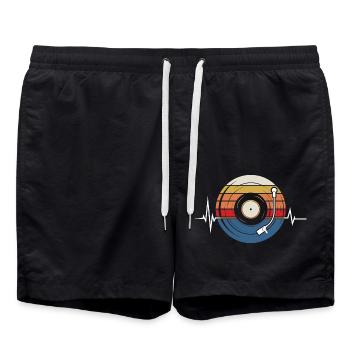 Vinyle Disques Battement de coeur Musique - Short de bain - noir - Devant - AI Model Male 185 light (185cm)