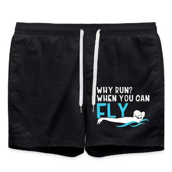 Swimming Why Run When You Can Fly - Swim Trunks - black - Front - AI Model Male 185 light (185cm)