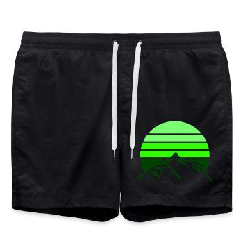 mountains mountains mountains - Swim Trunks - black - Front - AI Model Male 185 light (185cm)