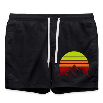 mountains mountains mountains - Swim Trunks - black - Front - AI Model Male 185 light (185cm)