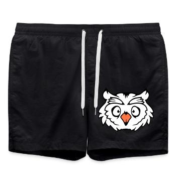 Owl Bird Eagle Owl Night Bird Barn Owl Owl Comic - Swim Trunks - black - Front - AI Model Male 185 light (185cm)